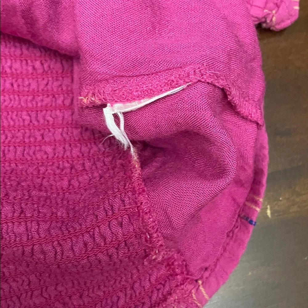 Free People Serotonin Corset Smocked Puff Sleeve Pink